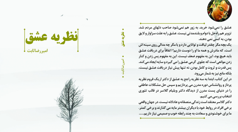  امیررضا ثابت هجدهمین اثر خود را با عنوان " نظریه عشق" منتشر نمود