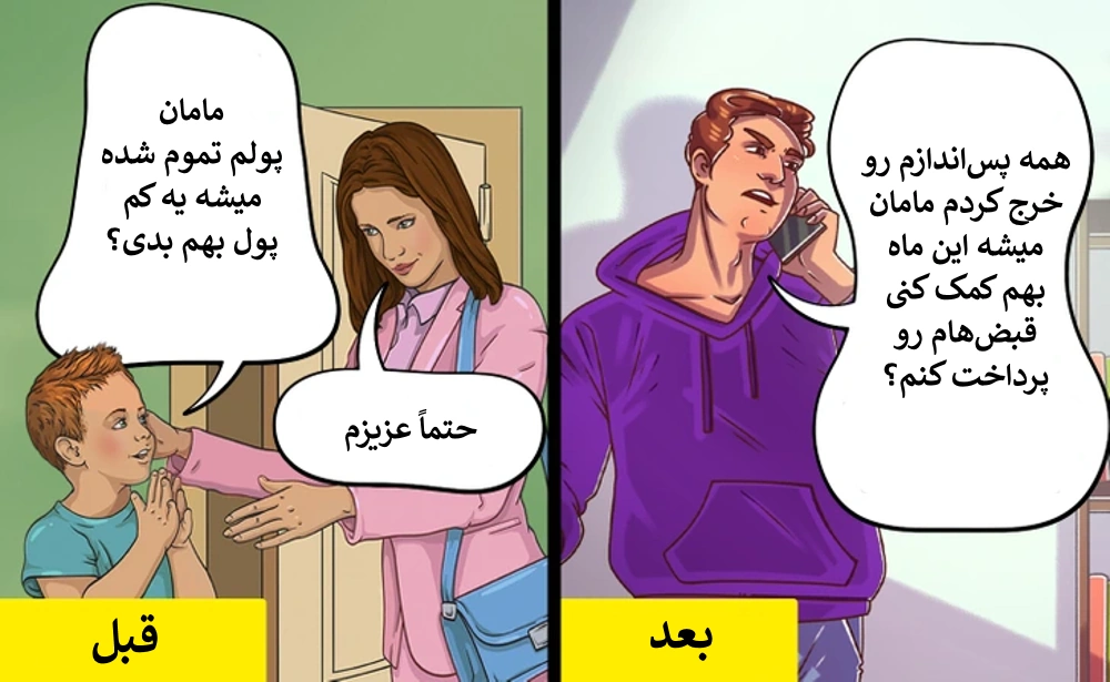 پول توجیبی زیاد در سن کم